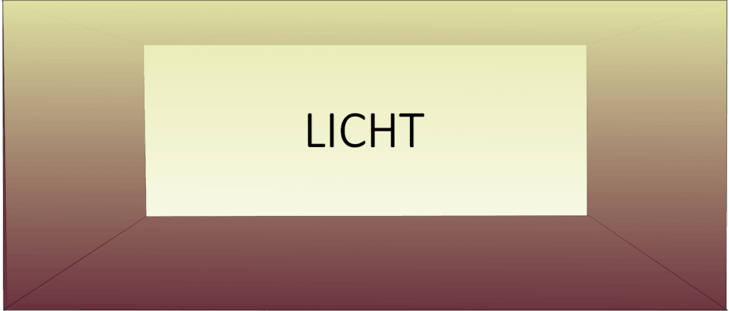 Raumskizze mit dem Schriftzug "Licht Lampen" für Maler Bielefeld