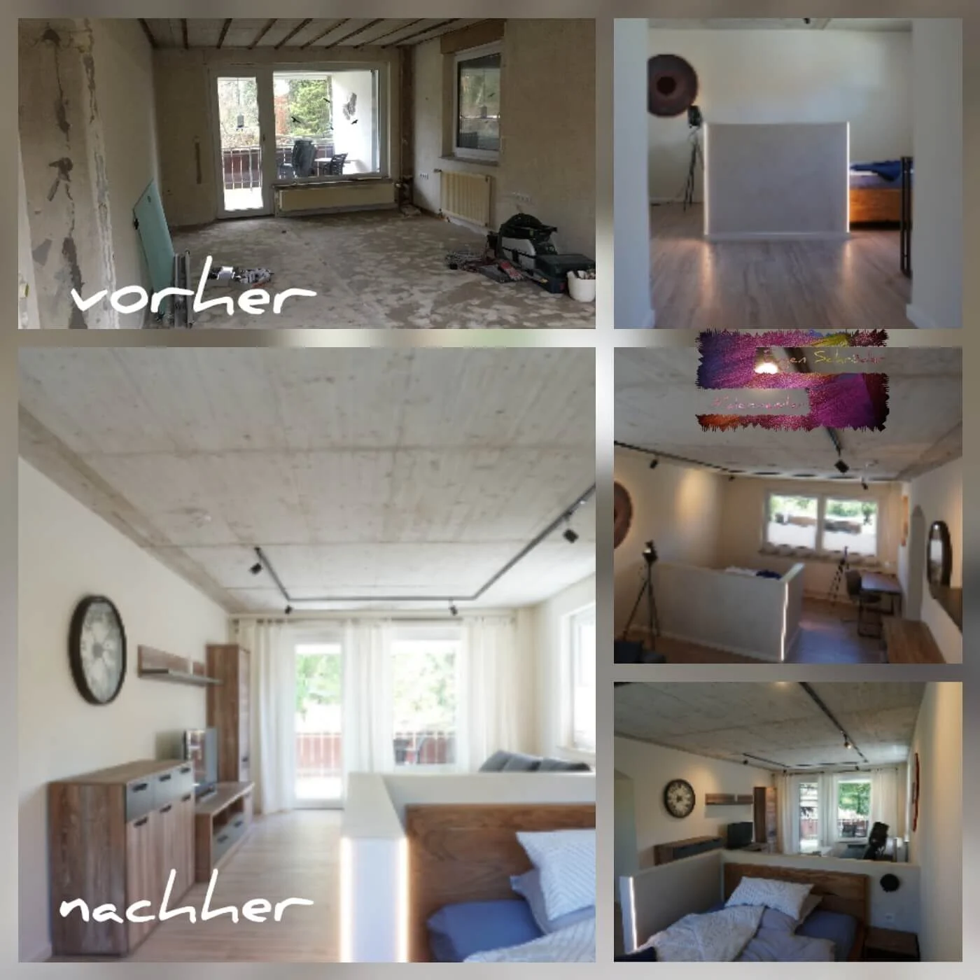 Vorher-Nachher-Collage einer Altbausanierung